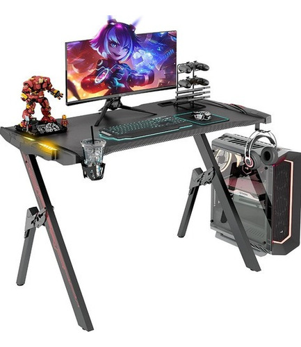 Escritorio Para Gamers Galaxhero Luces Led Rgb Geek Negro