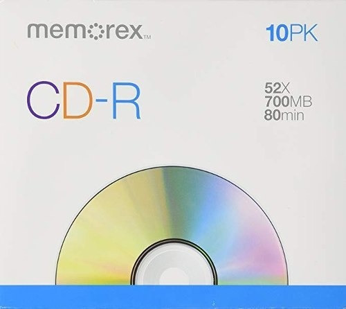 Disco virgen CD-R Memorex de 52x por 10 unidades