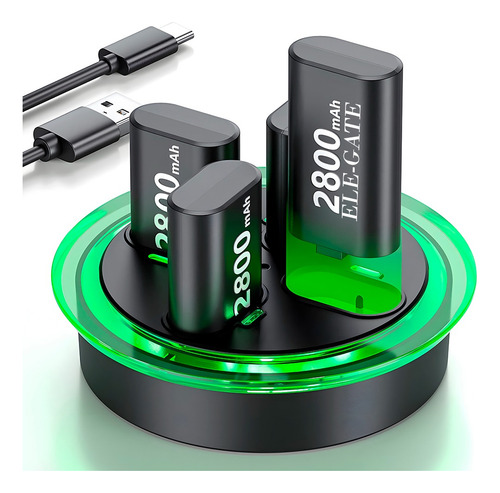 Cargador 4 Pilas Xbox Carga Rápida Tipo C Pilas Incluidas