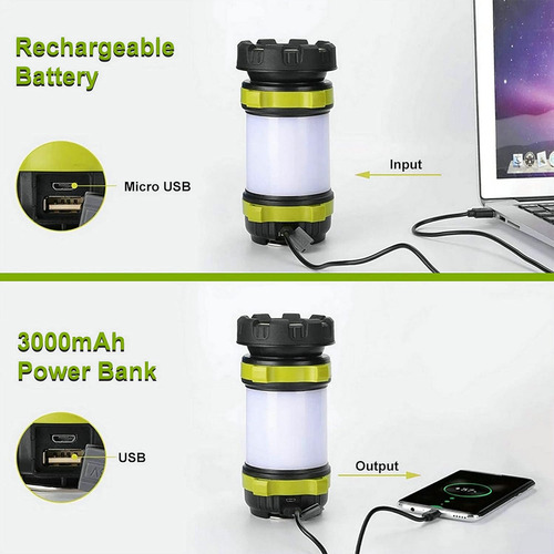 Linterna Led 1000 Lúmenes, 6 Modos, Ipx4, Power Bank