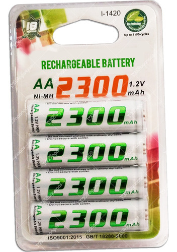 Pilas Baterías Recargables Aa 1.2v 2300mah Blíster X4