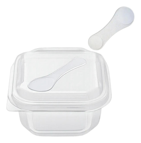 200un Potinho P/ Bolo De Pote Quadrado 150ml C/ Mini Colher