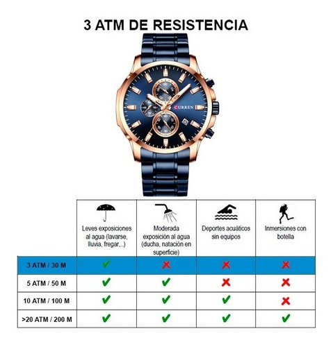 Reloj Elegante Para Caballero Azul Oro - Análogo