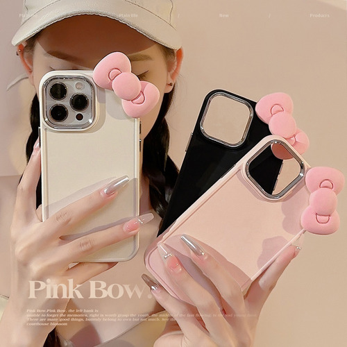 Bonita Funda De Silicona For Teléfono Con Lazo 3d