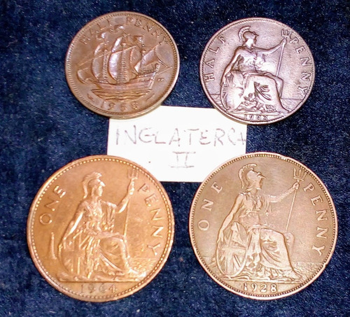 Monedas Inglaterra. One Y Half Penny. Lote X 4