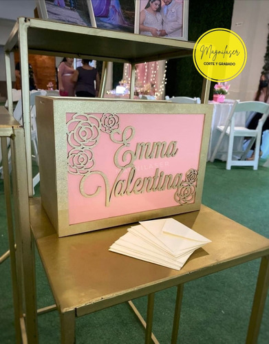 Caja Para Sobres Personalizada. Boda, Xv Años, Bautizo