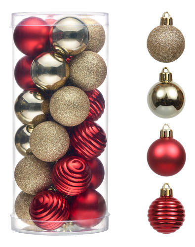 Esferas Navideñas Inastillables 24 Piezas 40 Mm Decoración Á