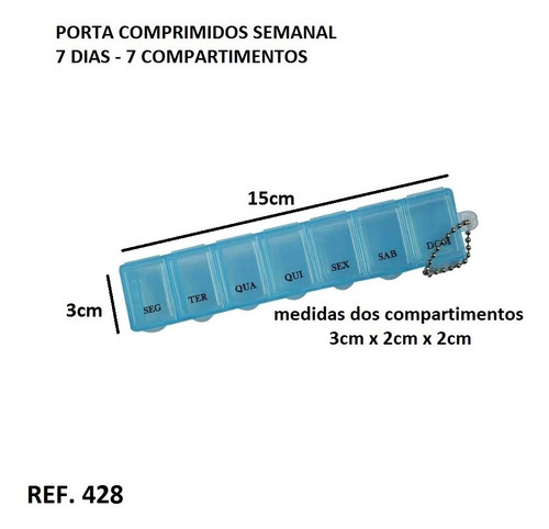 Imagem 2 de 2 de Porta Comprimidos Semanal 7 Compartimentos - Cor Azul