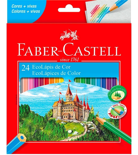 Lápis De Cor Ecolapis Ponta Max Faber Castell 24 Cores 