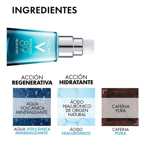 Gel/Serum Fortalecedor y reparador del contorno de ojos Vichy Mineral 89 día/noche para todo tipo de piel de 15mL