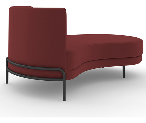 Sofá Chaise Longue Sala de Estar Living Lucca Direito D02 Veludo Marsala C-278 Lyam Decor