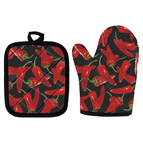 Disnimo Red Hot Chili Pepper Cocina Oven Mitts Y Pot Holders