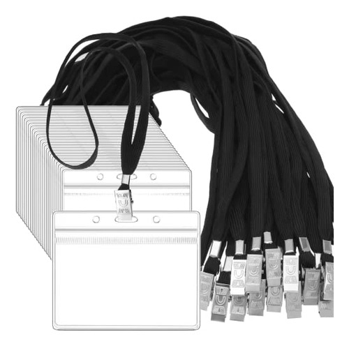 100 Pcs Porta Tarjetas De Identificación Transparentes Con