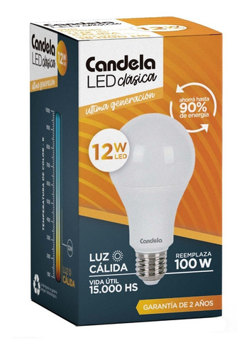 Lámpara Led Candela 12w Cálida O Fría Reemplaza 100w