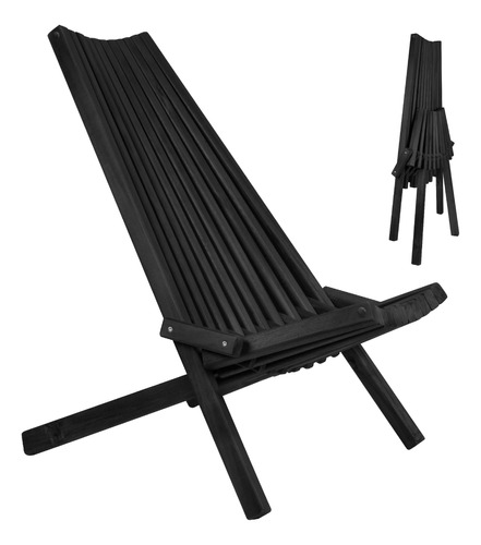 Silla Plegable De Madera Acacia Para Exteriores Negro