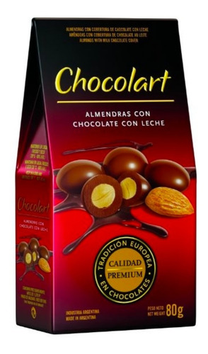 Almendras Con Chocolate Con Leche Chocolart 80 Gr.