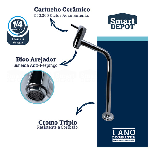 Kit Cuba Slim Louça C/ Torneira Cromado + Válvula Click