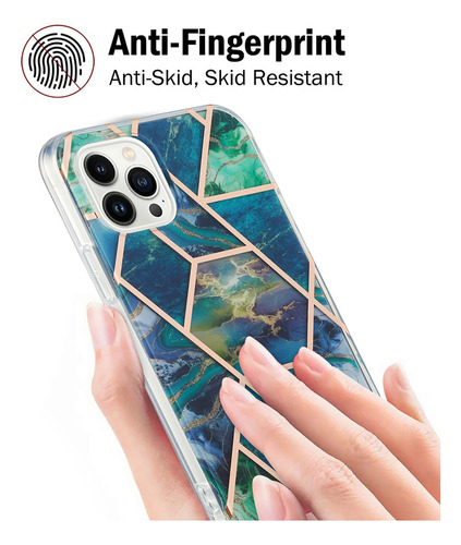 Funda Para La Serie Motorola, Diseño De Mármol Geométrico Brillante, Transparente, Con Protección Para Cámara, Azul Y Verde