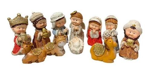 Pesebre Navideño X 11 Piezas Medida: 4cm Material: Marmolina