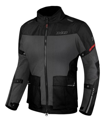 Jaqueta X11 Feminina Adventure Preto Cinza Vermelho