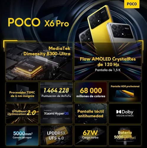 Xiaomi Poco X6 Pro 5g 256gb Black 8gb Ram Global +brinde Xiaomi Poco X6 Pro 5g 256gb Black 8gb Ram Global +brinde