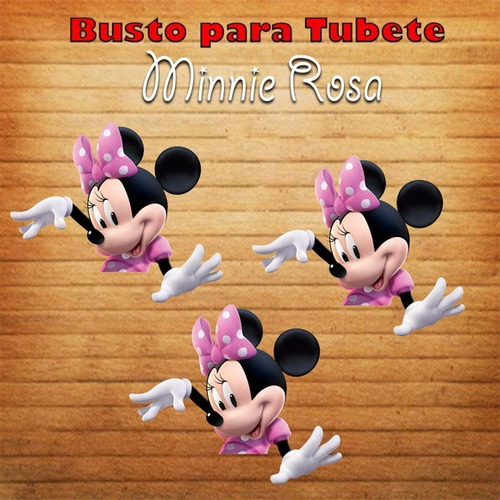 Pacote Com 30 Apliques Para Tubete - Busto Minnie Rosa