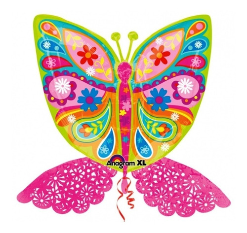 Globo Mariposa Colores Patrones Alas Picado Met Jumbo Fiesta