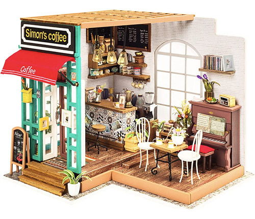 ~? Robotime 3d Diy House Kit Cafe House Con Modelo De Luz Le