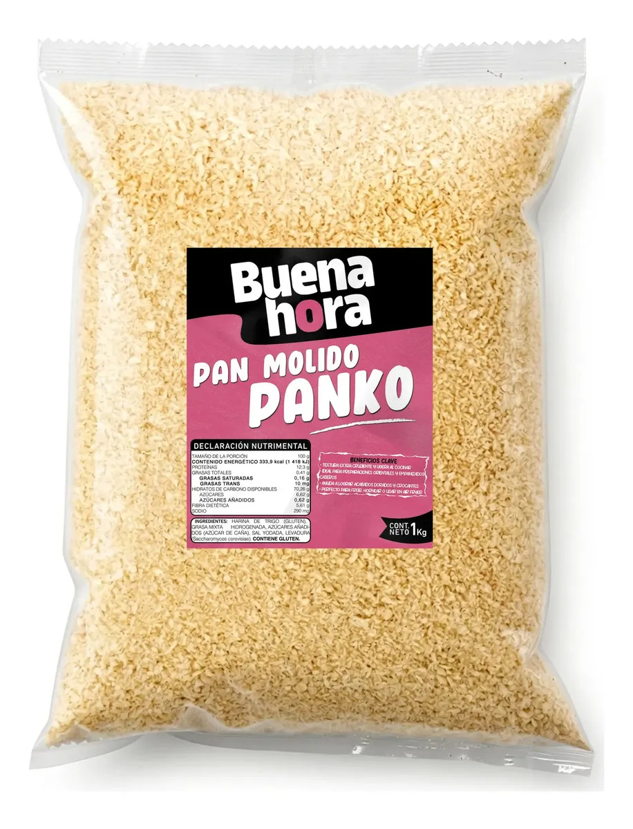 Panko Empanizador Crujiente 1kg BUENAHORA Pan Molido estilo Japones Para Sushi Makis Banderillas Coreanas Pollo Camarón Pescado Empanizado Textura Dorada Extra Crunchy Alto Rendimi