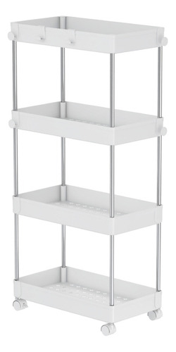 Carrito Organizador Multiusos Cocina Baño Ruedas 4 Niveles Color Blanco
