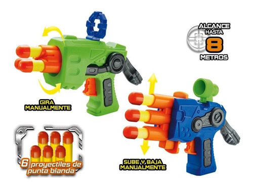 Imagen 3 de 6 de Pistola Duo Ultimate Lanza Dardo X 2 El Duende Azul Jlt 7481