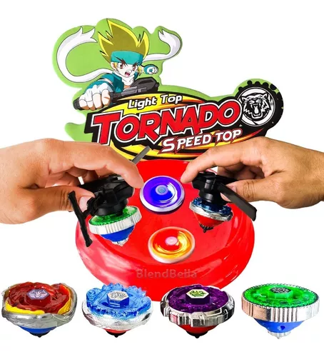 Kit Beyblade Metal 5D Brinquedo 4 Peões Led Toys - Speed Top