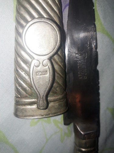 Cuchillo Antiguo Cuenca Solingen Alpaca Cuño Platero 12cm