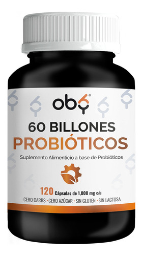Oby Probioticos 60 Billones Lactobacilos 120 Caps 4 Meses Sabor Sin sabor