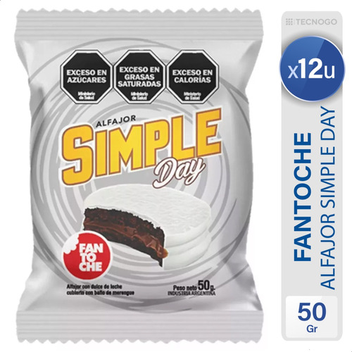 Alfajor Simple Day Blanco Fantoche Caja X 12u - Mejor Precio