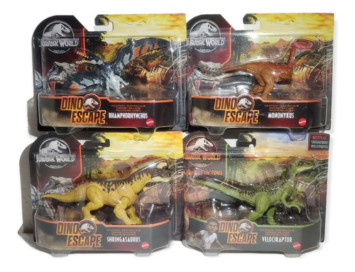 Jurassic World Shringasaurus, Mononykus, Velociraptor Y 1+