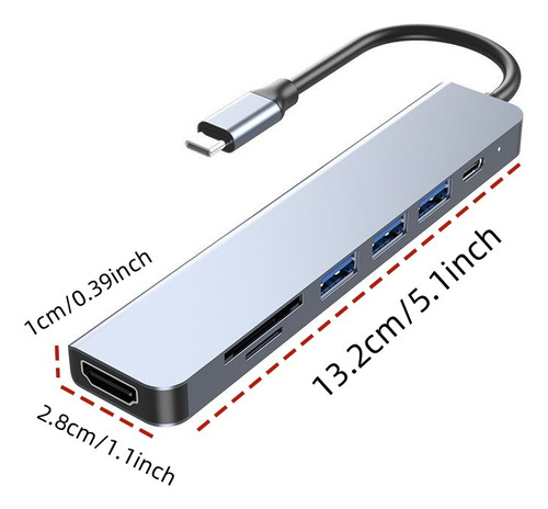 Hub Usb C, Divisor Usb C Para Hdmi 7 Em 1