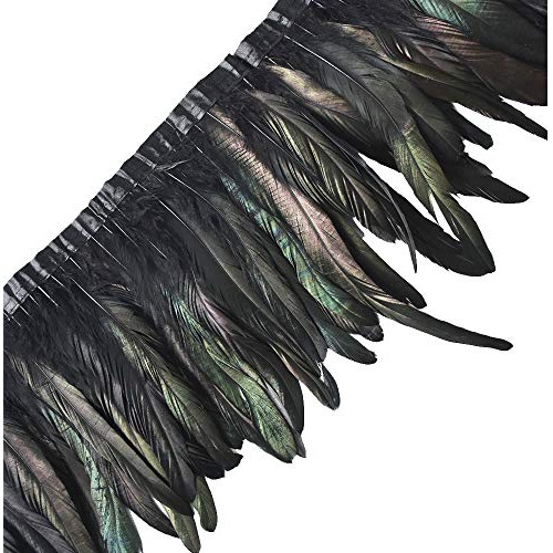 2 Yards10-12  Rooster Hackle Feather Fringe Trim, Costura Cr