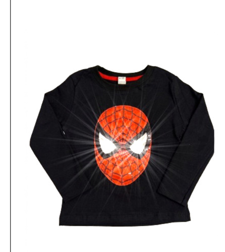 Remera Manga Larga Camiseta Con Luces Led Spiderman Y + Pers