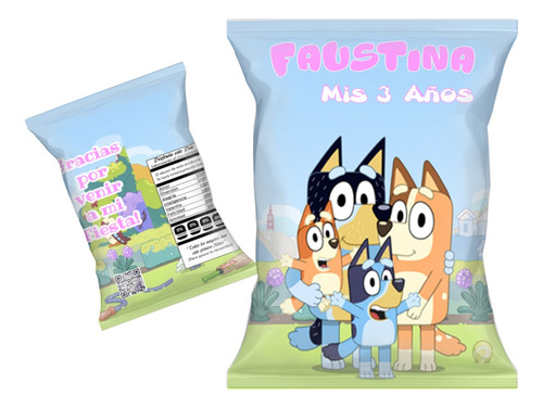 35 Bolsitas Golosineras Chips Bags Bluey Cumpleaños Fiesta 