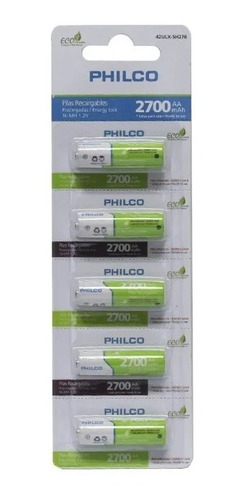 Pilas Recargables Aa Philco 2700mah Tira 5 Unidades