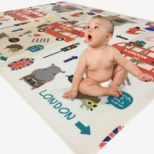 Alfombra Bebe Niños Infaltil Reversible Lavable Antigolpe