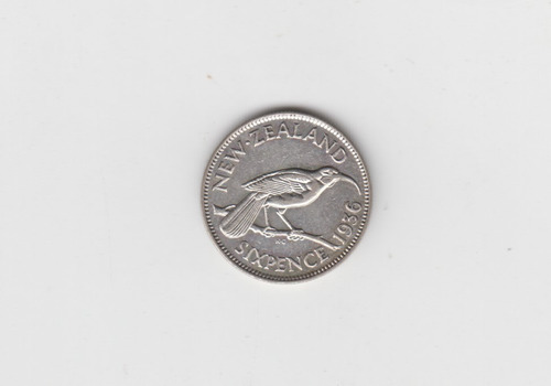 Moneda Nueva Zelanda 6 Pence 1936 Plata Excelente ++