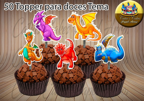 Dragão Baby 50 Topper Tags Plaquinhas P/ Doces Mod.01