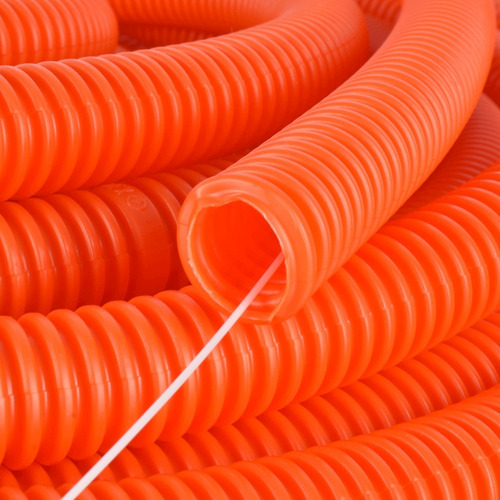 Manguera Poliflex Naranja Corrugada 1/2 Con Guia De 100 Mts