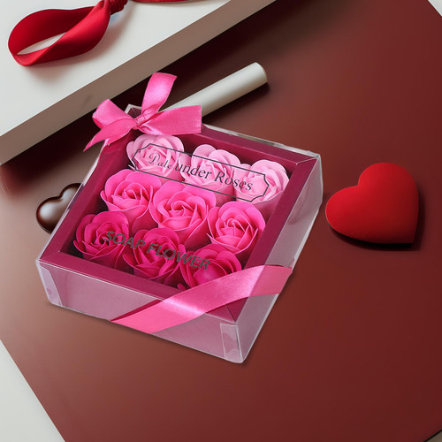 5 Juego De Jabón De Flores De Rosas En Caja De Degradado