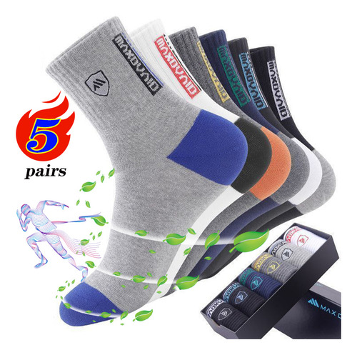 Calcetines Deportivos A Media Pantorrilla Para Hombre, 5 Par