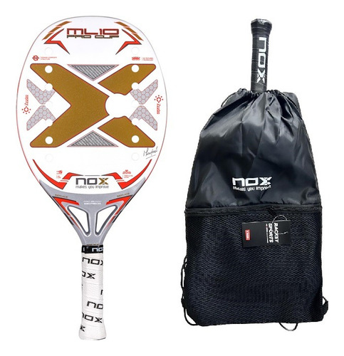 Raquete Beach Tennis Nox Ml10 Pro Cup Carbono Cor Branca/Dourada