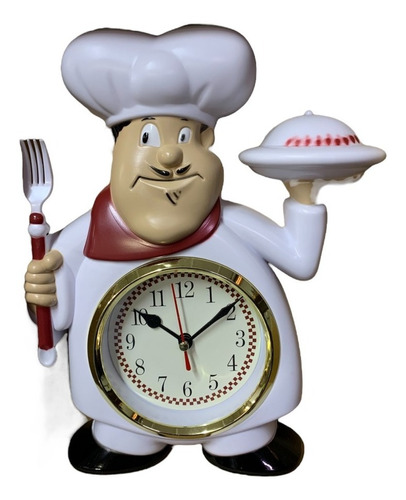 Reloj Analogico Plastico De Pared Diseño Chef Con Plato