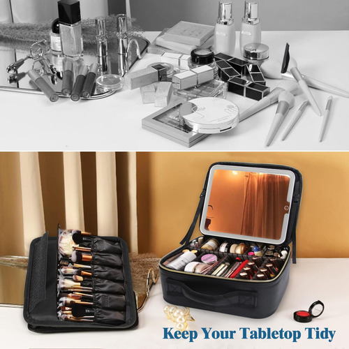 Estuche De Maquillaje Multifuncion Con Espejo Luz Maquillaje
